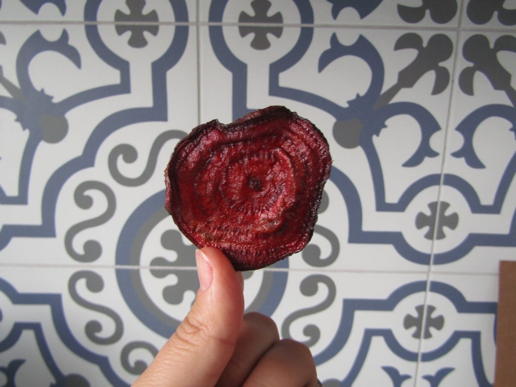 Easy home baked beetroot chips