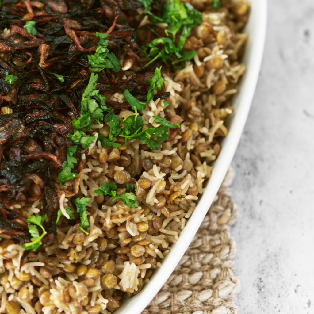 Lebanese Spiced Rice With Toasted Nuts and Vegetables