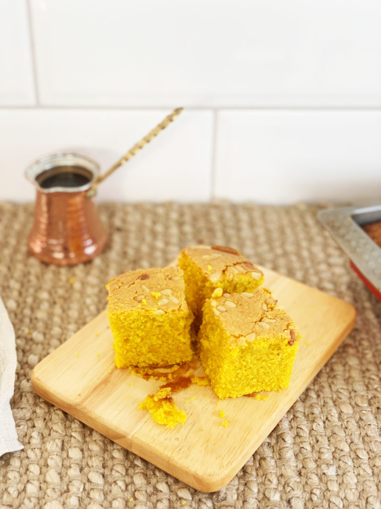 Turmeric Semolina Cake (Sfouf)