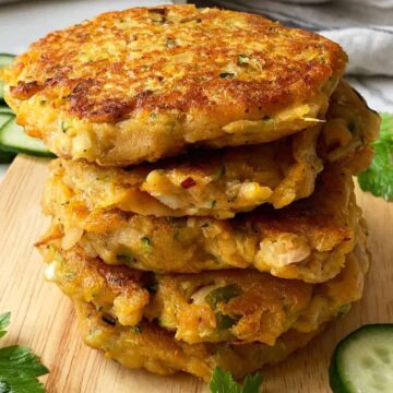 a stack of fritters