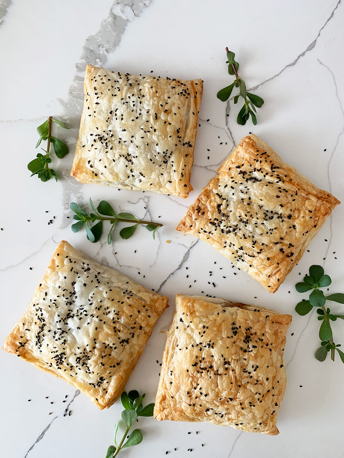 Purslane Bakleh Puff Pastry Pockets