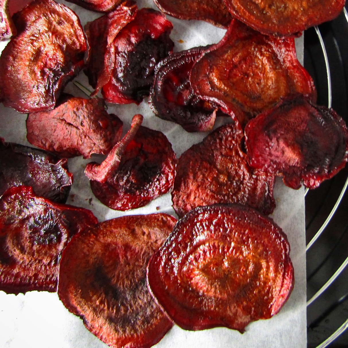 a stack of beetroot chips