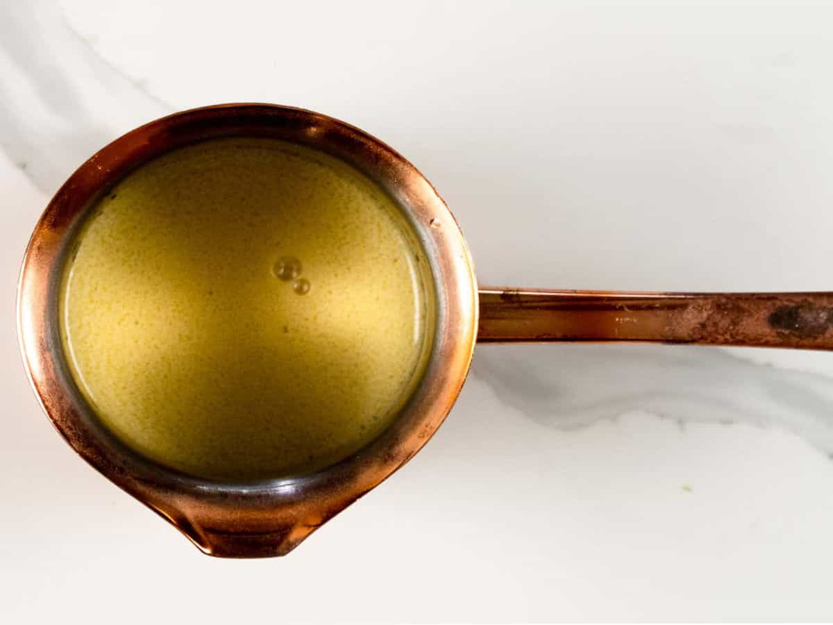 frothy butter in a pot