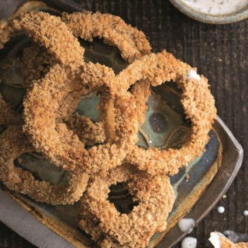 onion rings on a pan