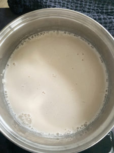 almond milk in a pot