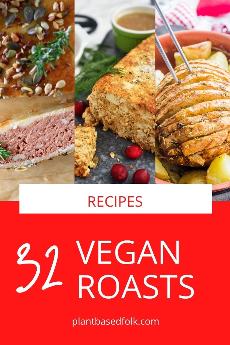 3 images made into a collage of various vegan roasts