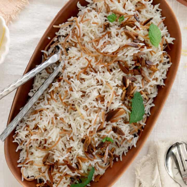 Lebanese Spiced Rice With Toasted Nuts and Vegetables