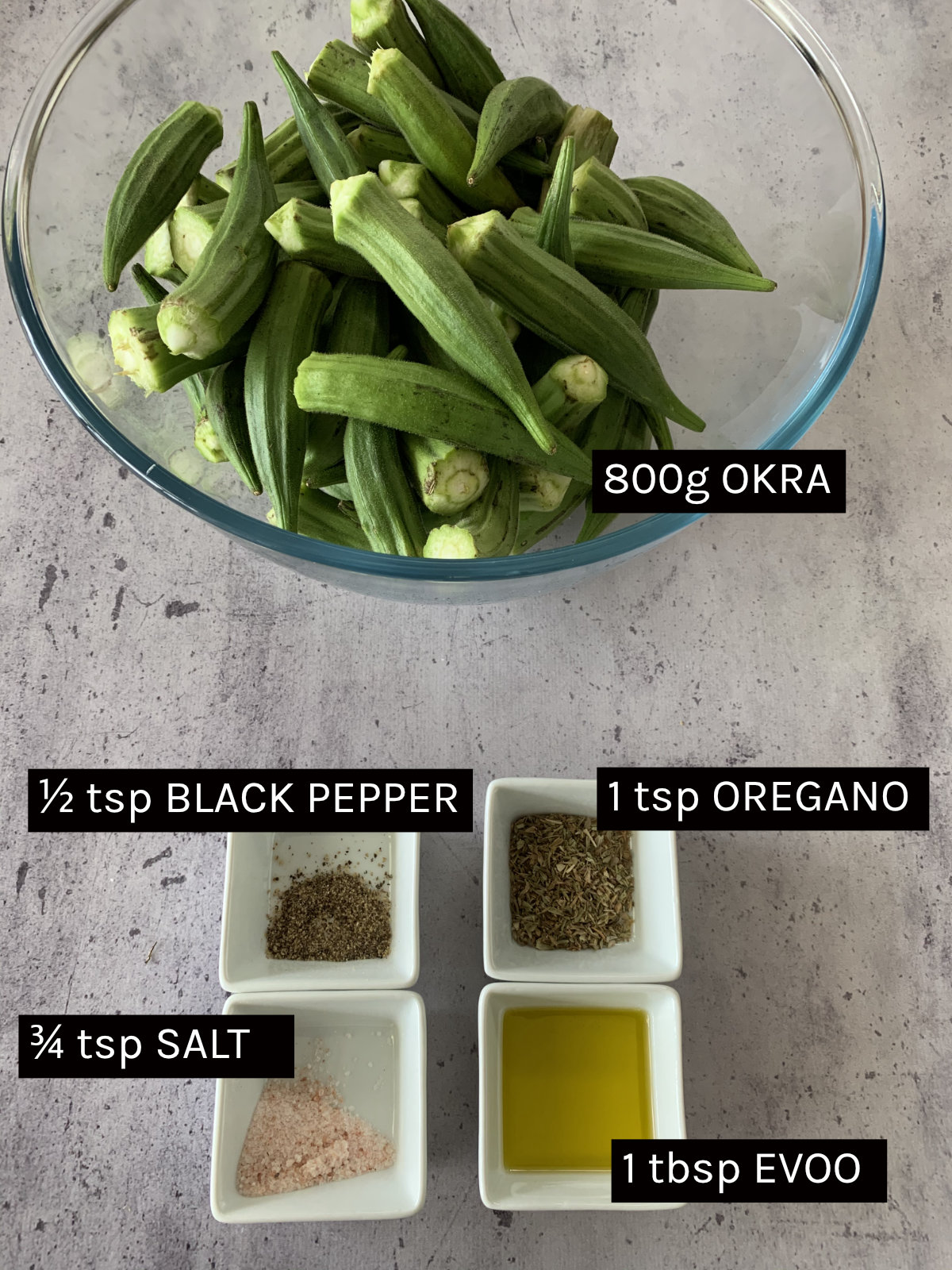 Roasted okra ingredients