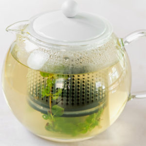 homemade fresh herbal tea in a pot