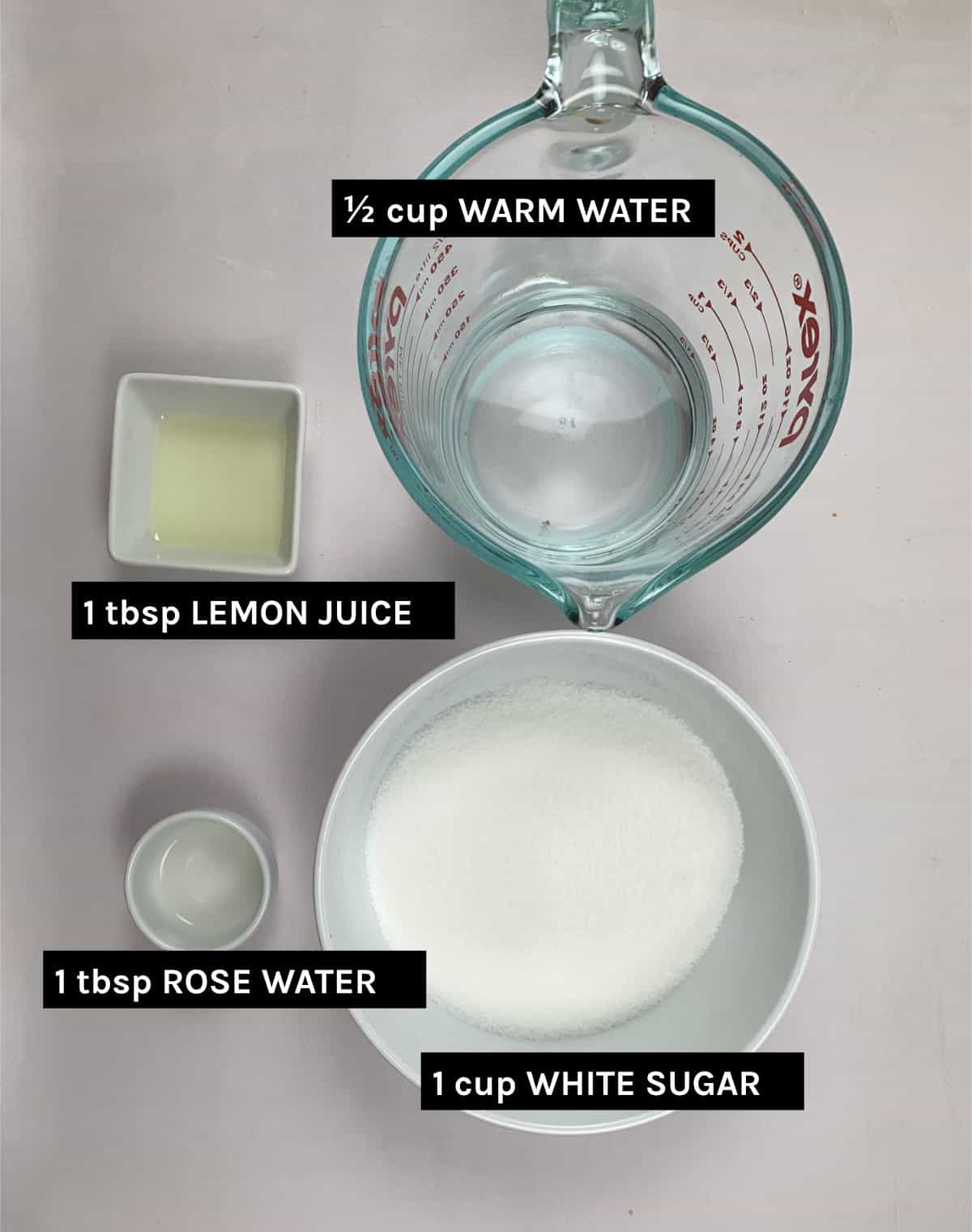 simple syrup ingredients laid out