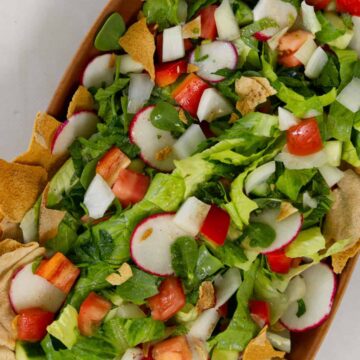 fatoush salad top down view