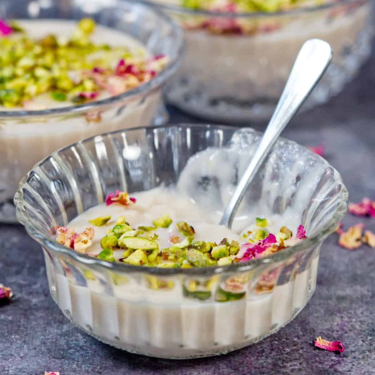 Vegan Muhallebi (Middle Eastern Rose Pudding)