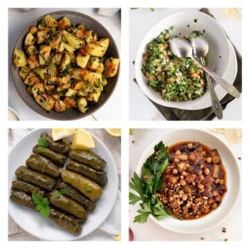 four vegan iftar meals in a collage