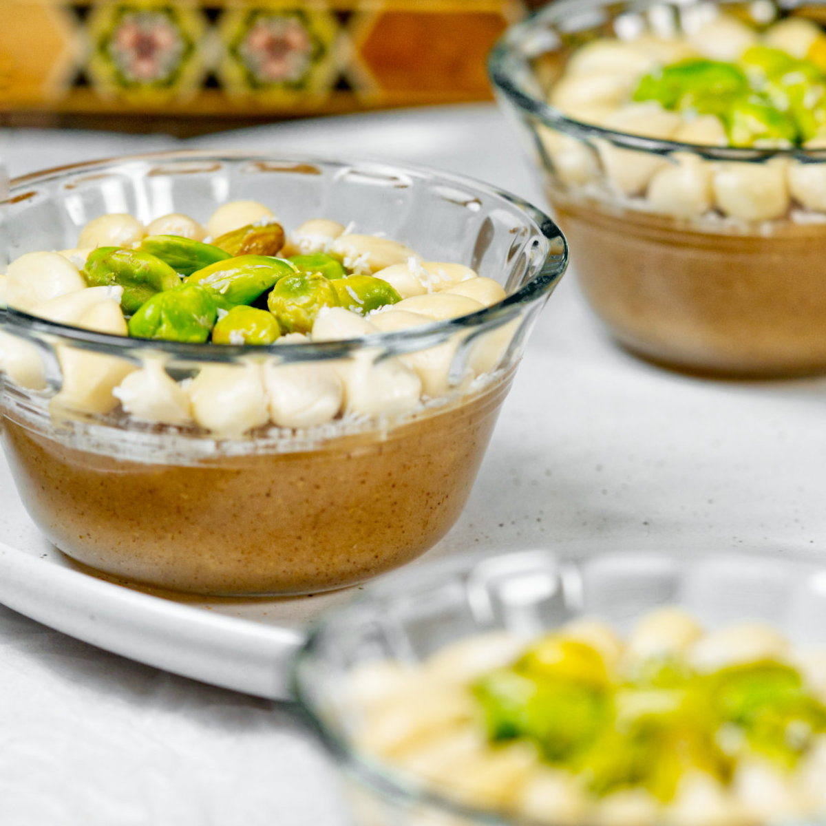 moghli vegan rice pudding in 3 bowls