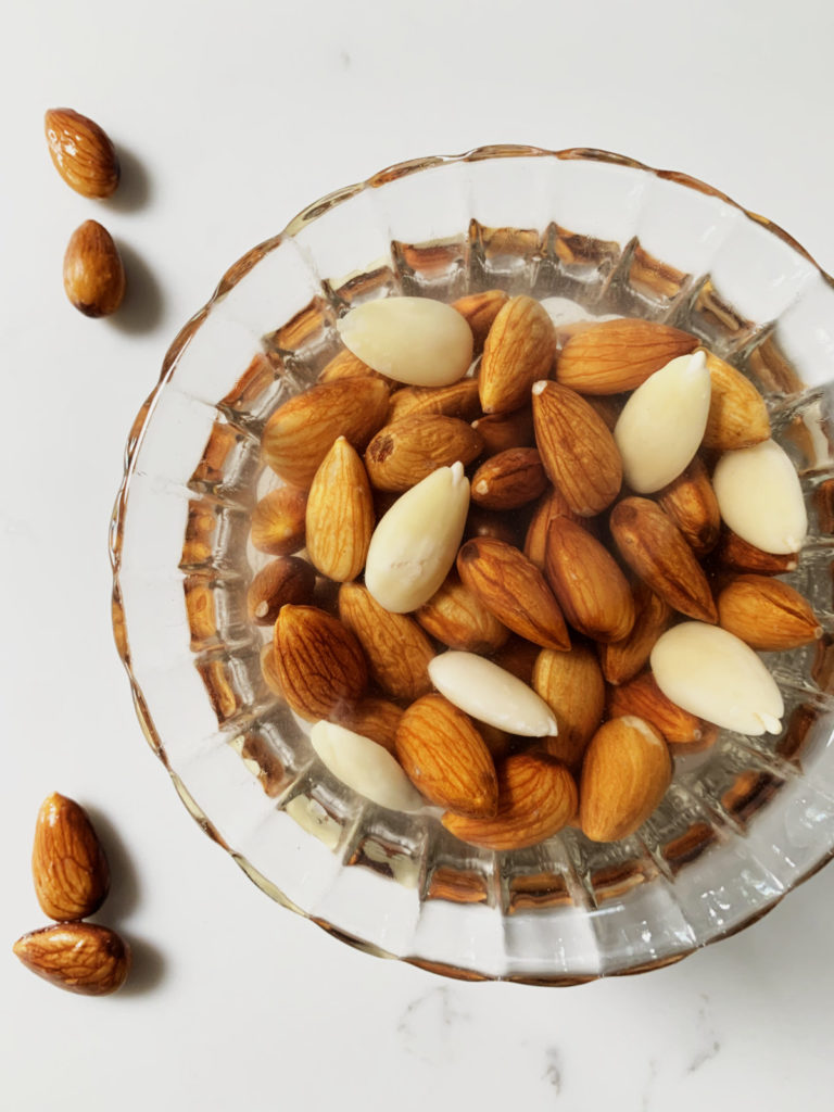 soaked almonds in a bowl