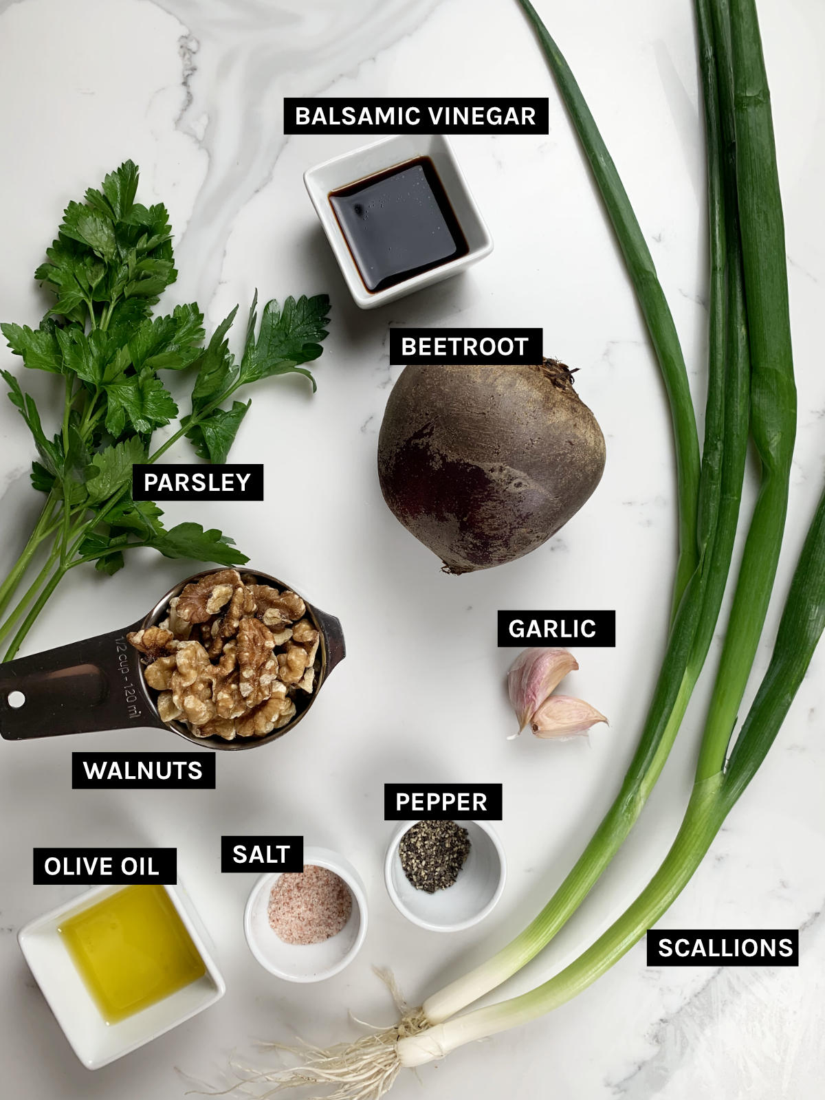 beetroot salad ingredients laid out