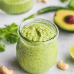 avocado cilantro dressing in a jar