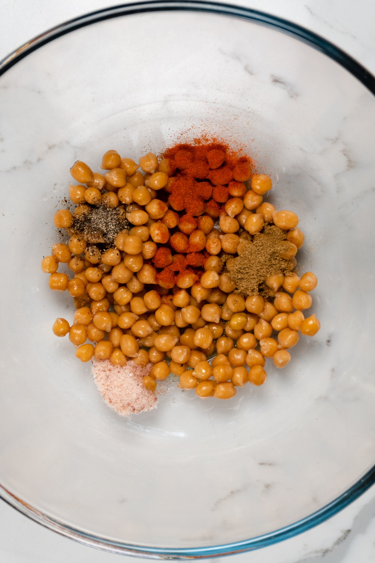 chickpeas in a bowl with spices