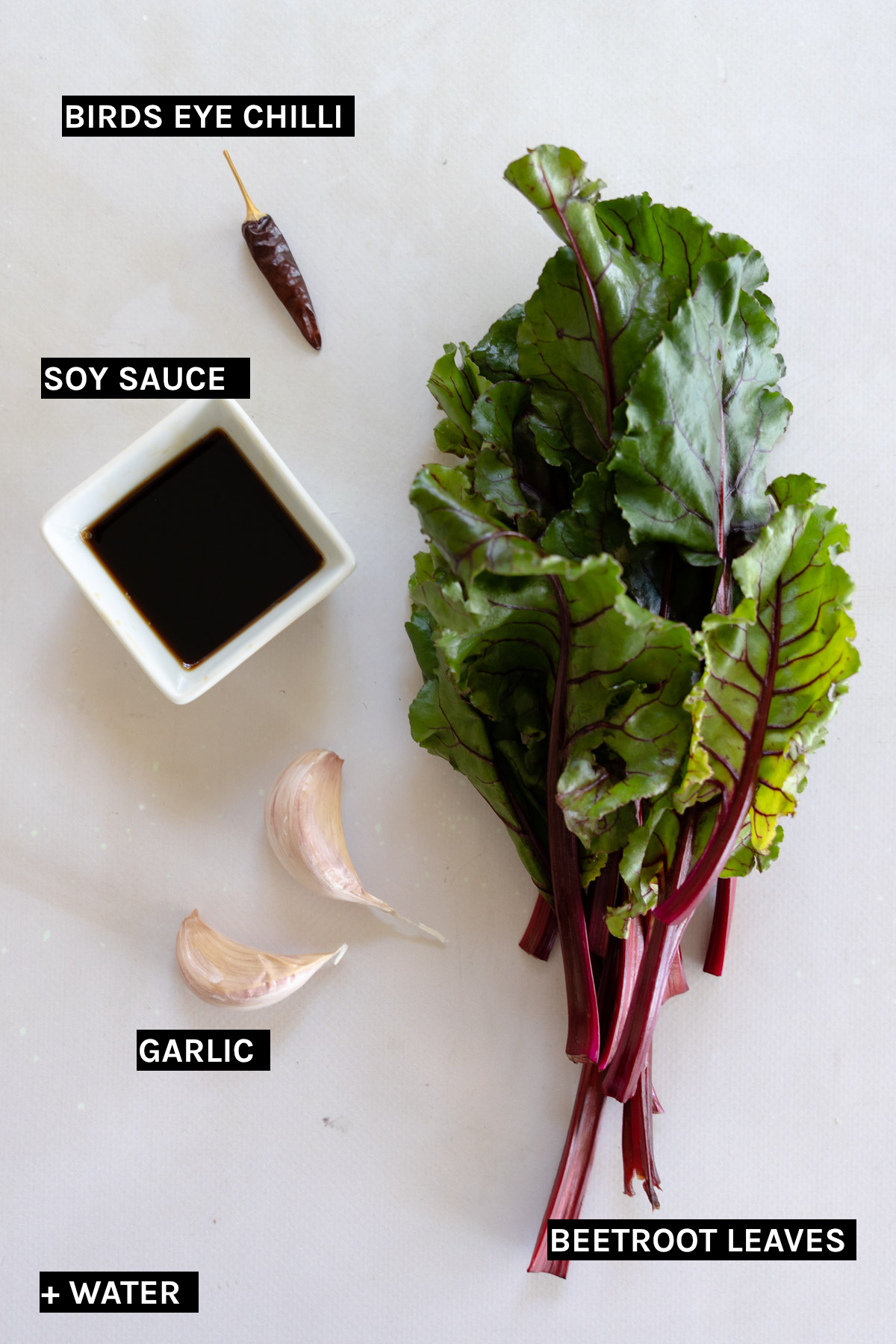 ingredients for sauteed beetroot leaves