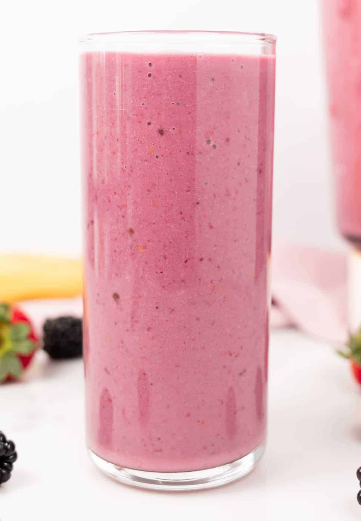 blackberry strawberry banana smoothie up close