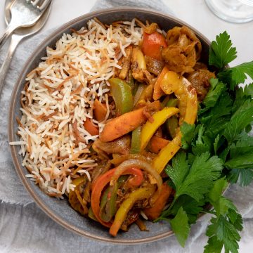 vermicelli rice with sauteed veggies on the side in a bowl