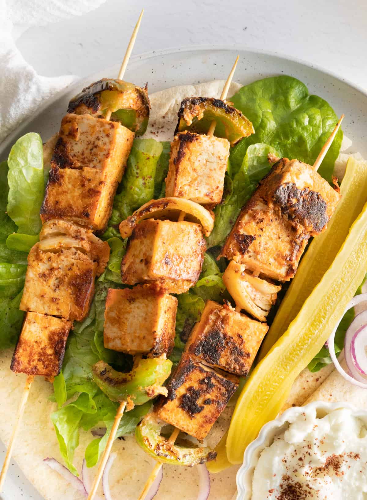 Tofu Skewers Vegan Shish Tawook Sandwich