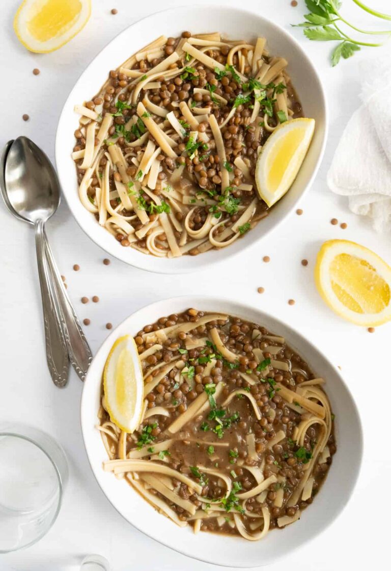 Libyan Rishta Easy Lentils and Pasta Soup (Rishta) • Plant Based Folk
