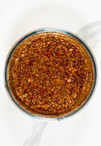 soaking brown lentils