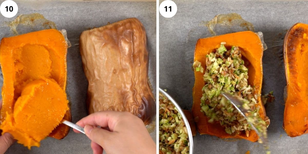 carving and stuffing butternut squash
