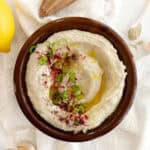 a bowl of hummus without chickpeas