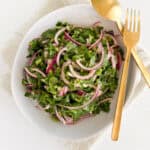 radish greens salad in a bowl