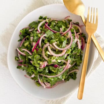 radish greens salad in a bowl