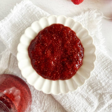 strawberry chia jam in a plate