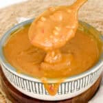 3 ingredient satay sauce in a bowl with a spoon