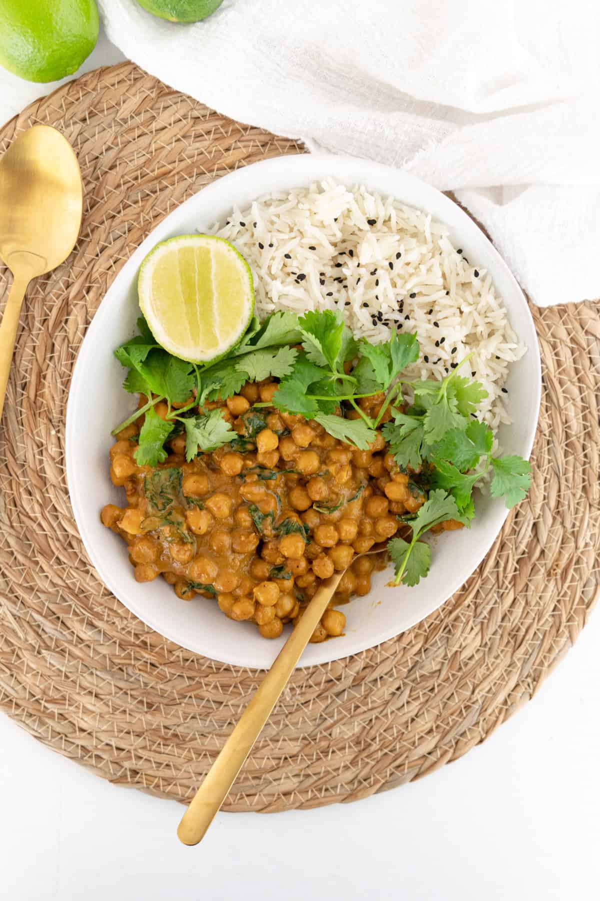 satay chickpeas served with rice