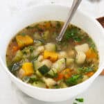 chunky vegetable soup in a bowl