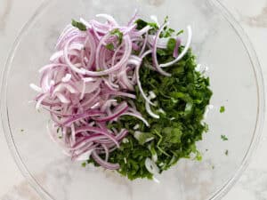 chopped onion and parsley