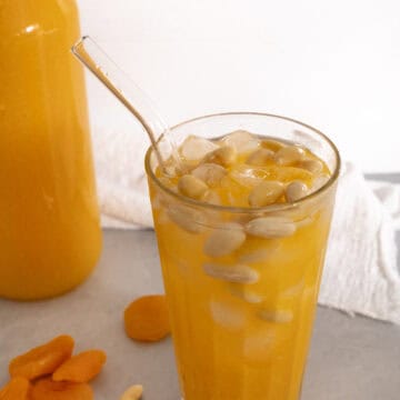 apricot juice in a glass