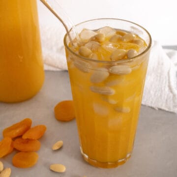 apricot juice in a glass