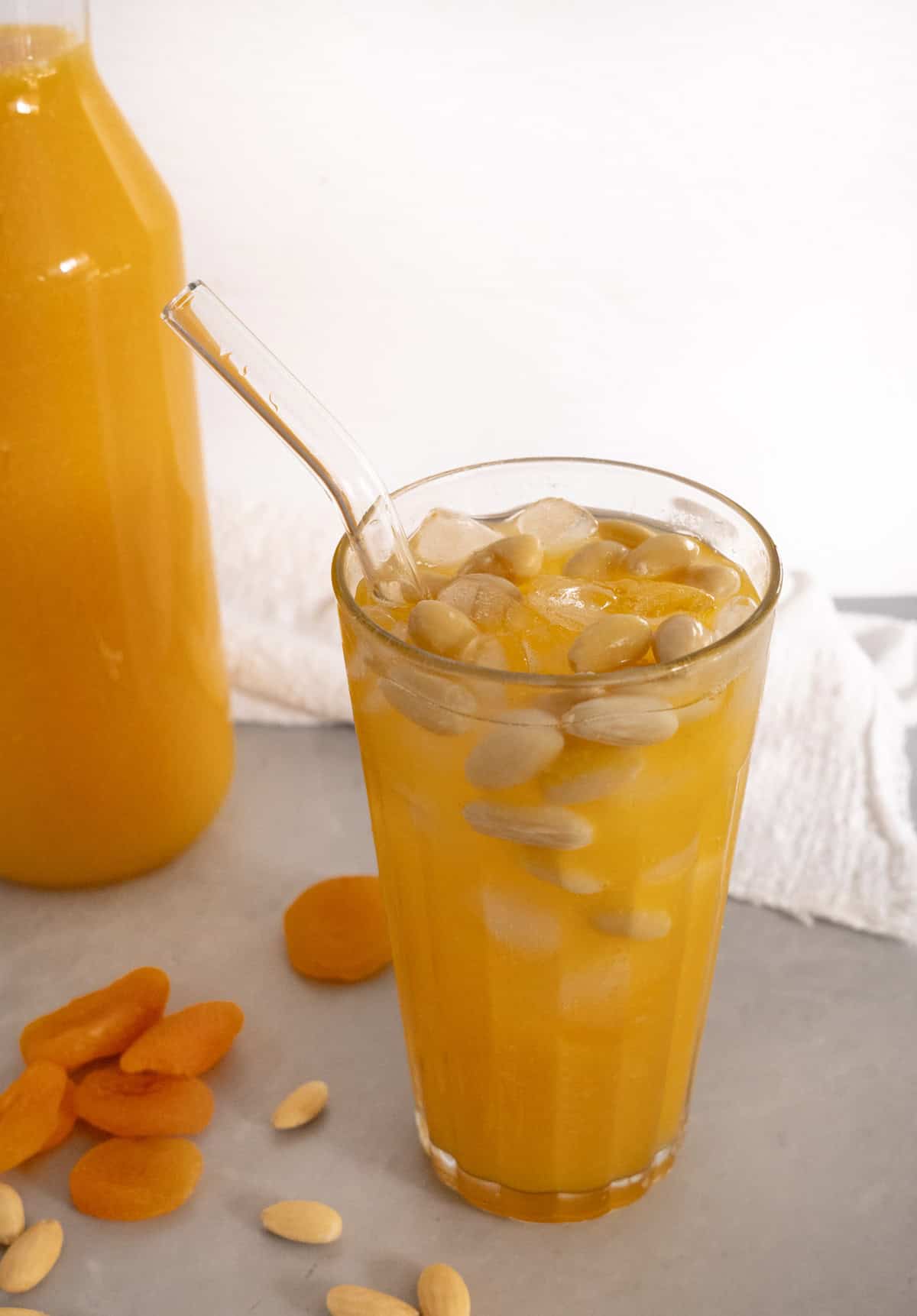 apricot juice in a glass