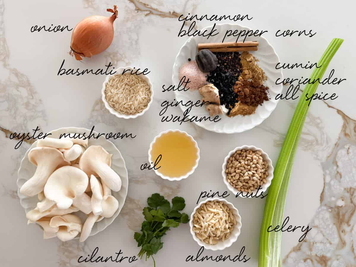vegan sayadieh ingredients laid out