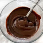 chocolate tahini spread in a glass bowl