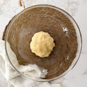 maamoul dough in a glass bowl