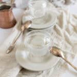 two cafe blancs in glass coffee cups