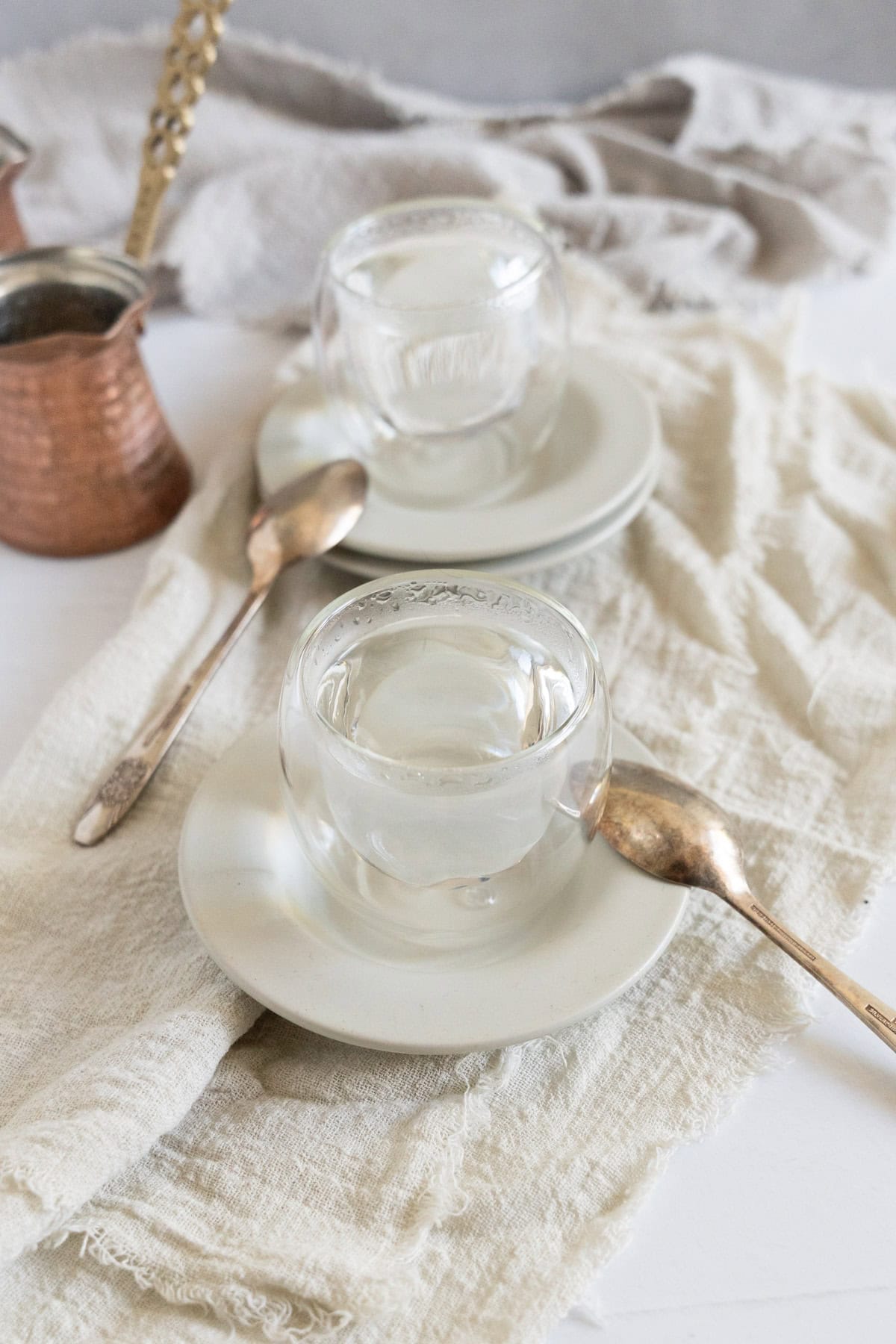 two cafe blancs in glass coffee cups