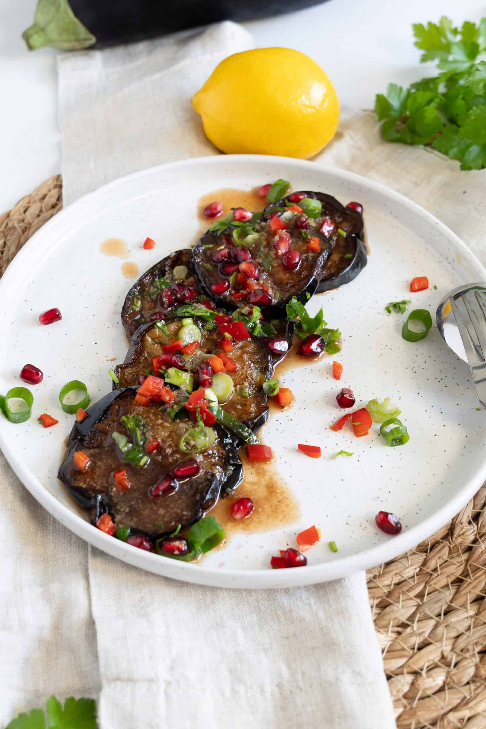 a stack of fried eggplant in a plate